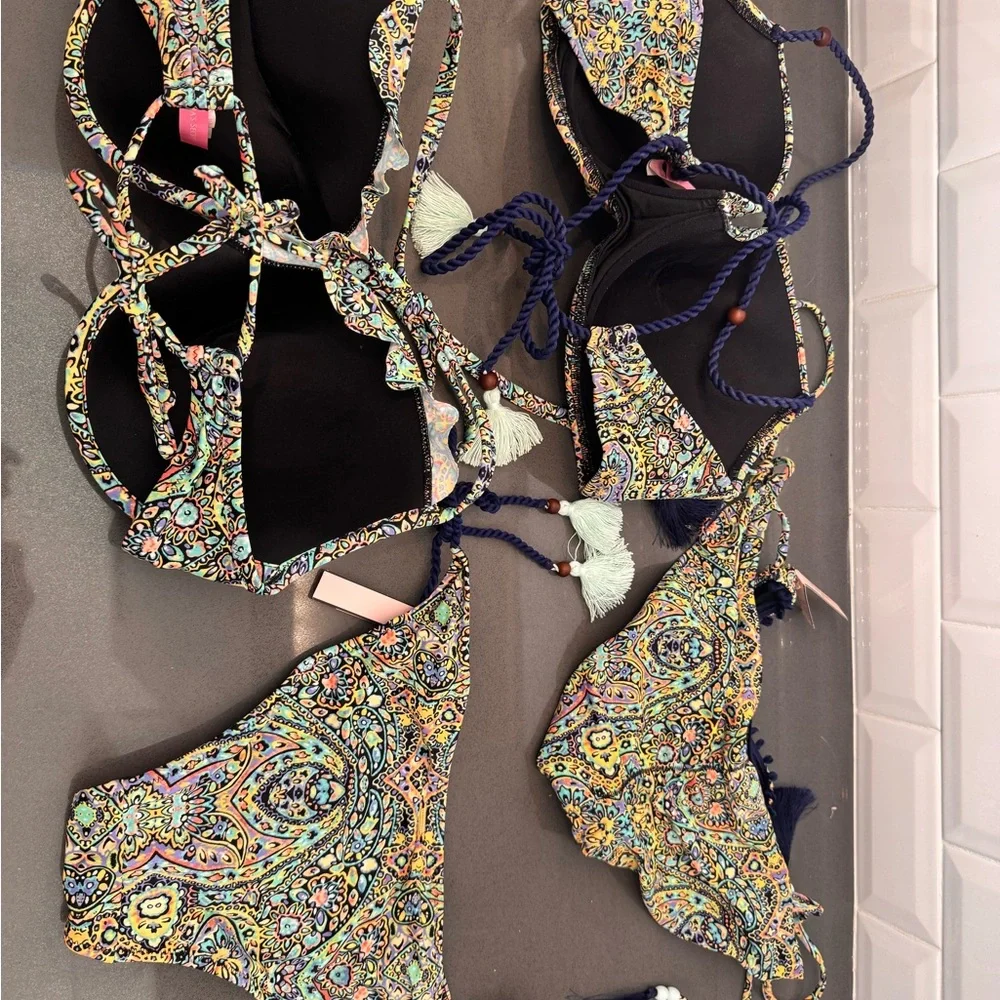 Victoria's Secret Multicolor Paisley Bikini Set - Blue, Yellow, Pink, Green - Picture 2 of 5
